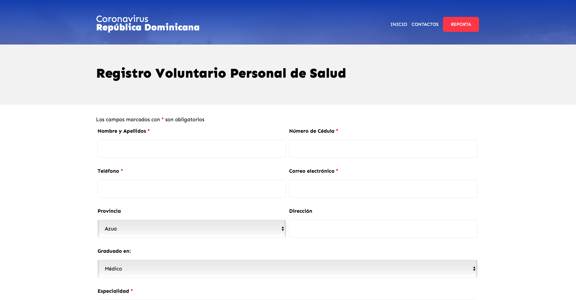 Link de registro para voluntarios de la salud en RD